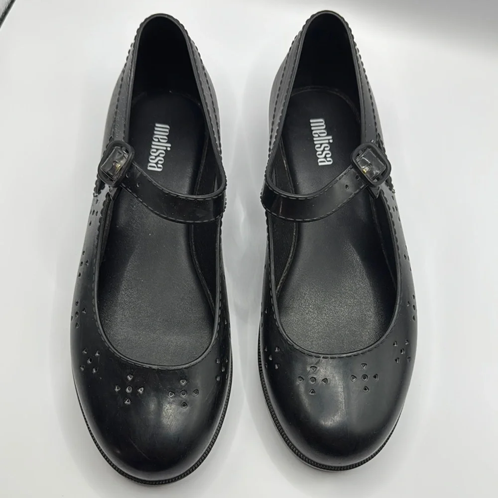 Mini Melissa Black Mary Jane Flats Size 4 Big Kid Jelly Ballet Shoes